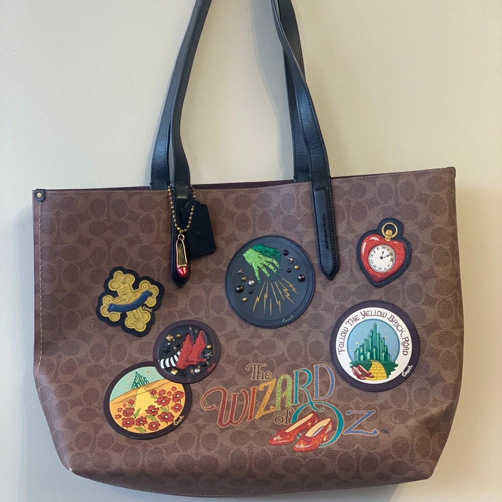 Coach Brown Highline Tote in Signature Canvas with Wizard of Oz Patches